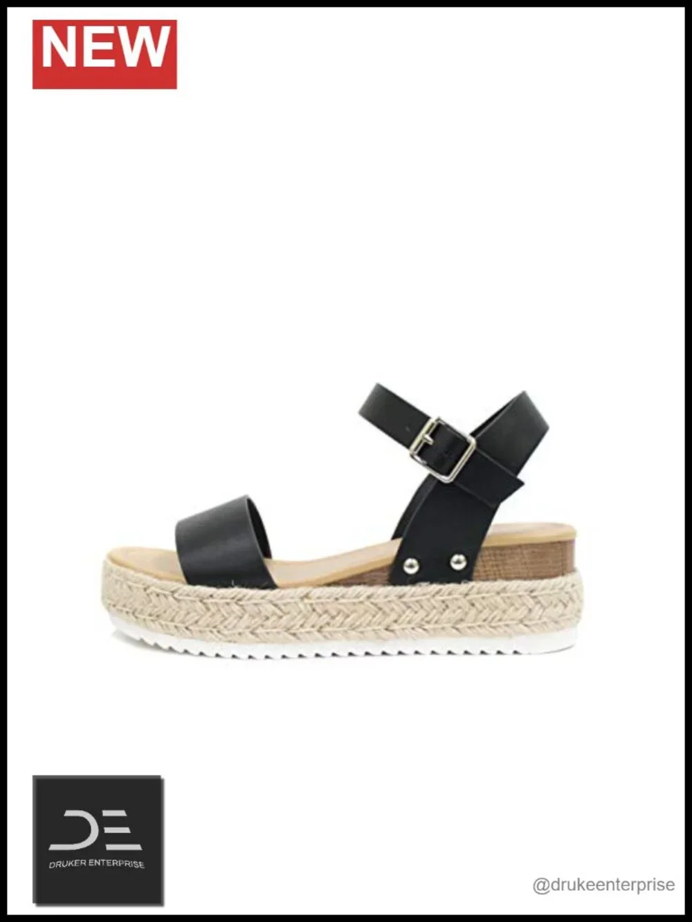 Women Open Toe Ankle Strap Platform Espadrille Wedge Sandal